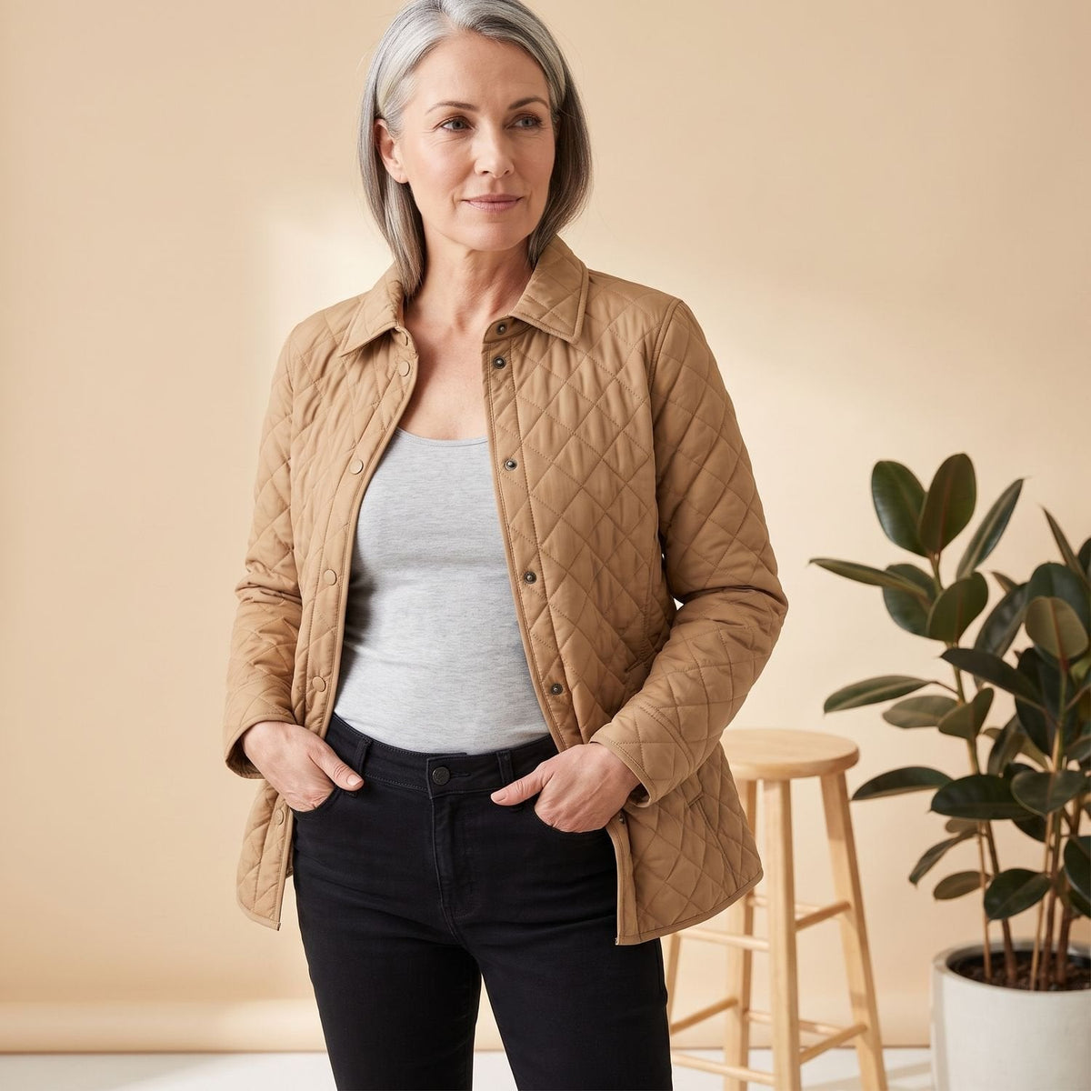 Olivia | Women's Tailored Quilted Button-Up Jacket