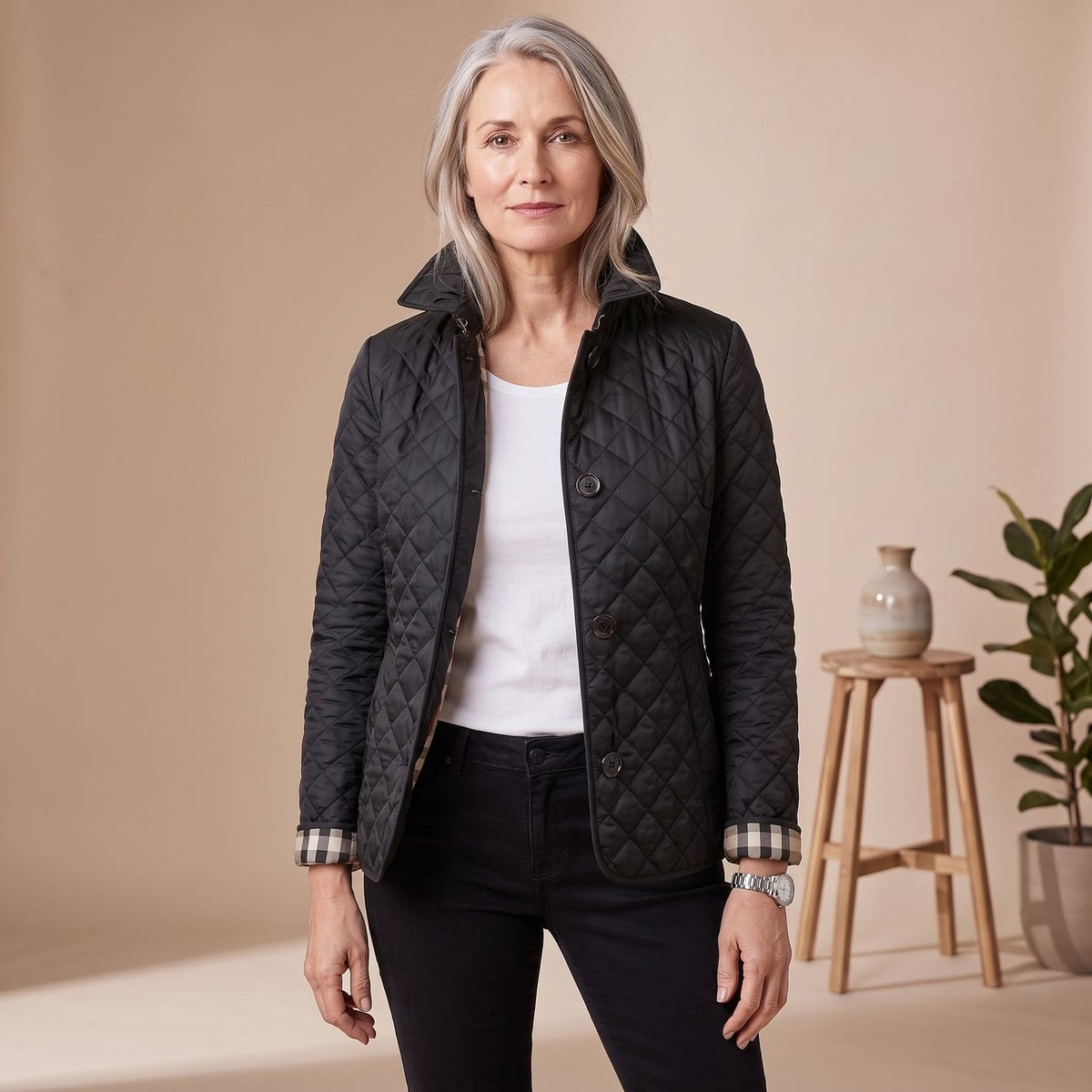 Olivia | Women's Tailored Quilted Button-Up Jacket