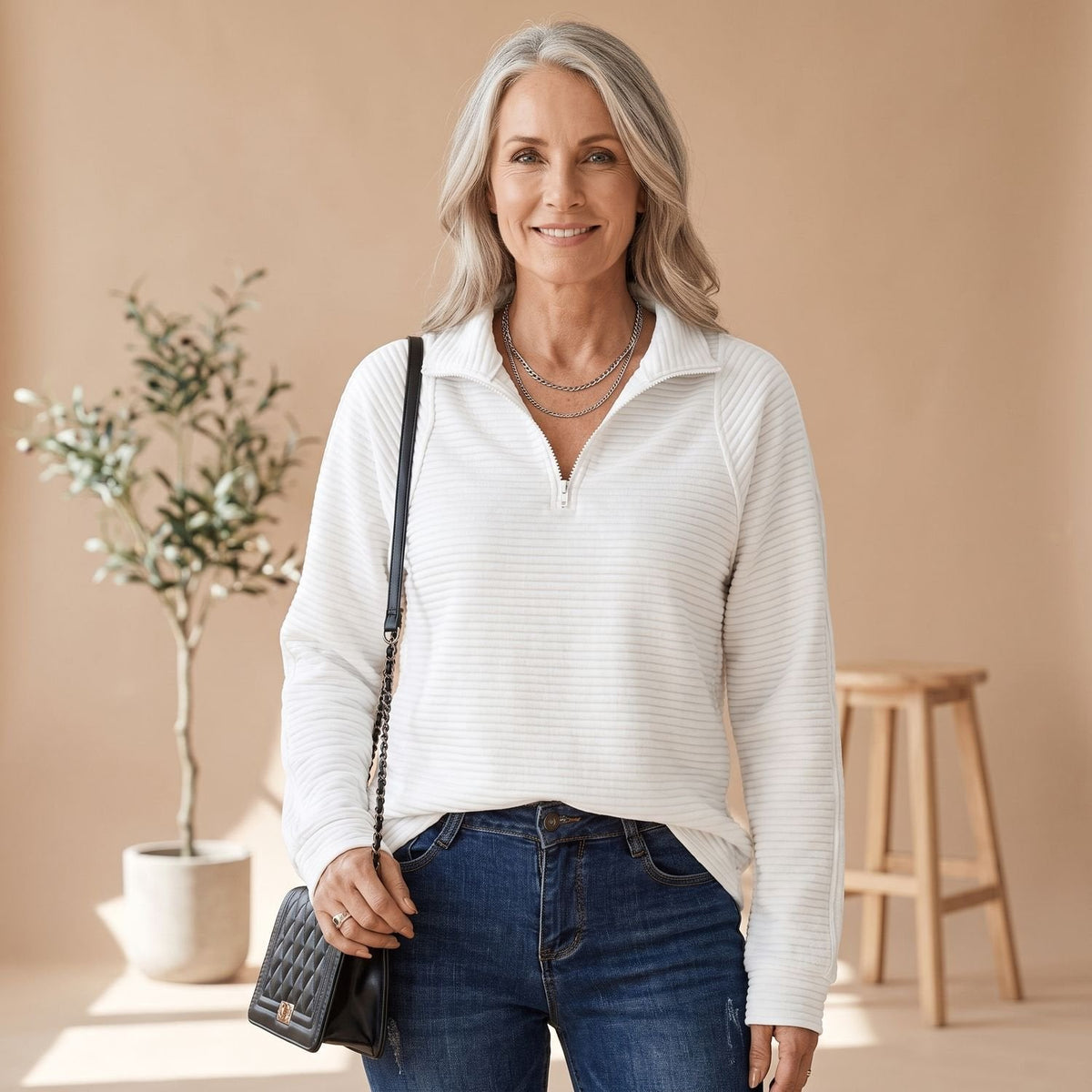 Victoria | Women's Relaxed-Fit Ribbed Quarter-Zip Pullover Sweater