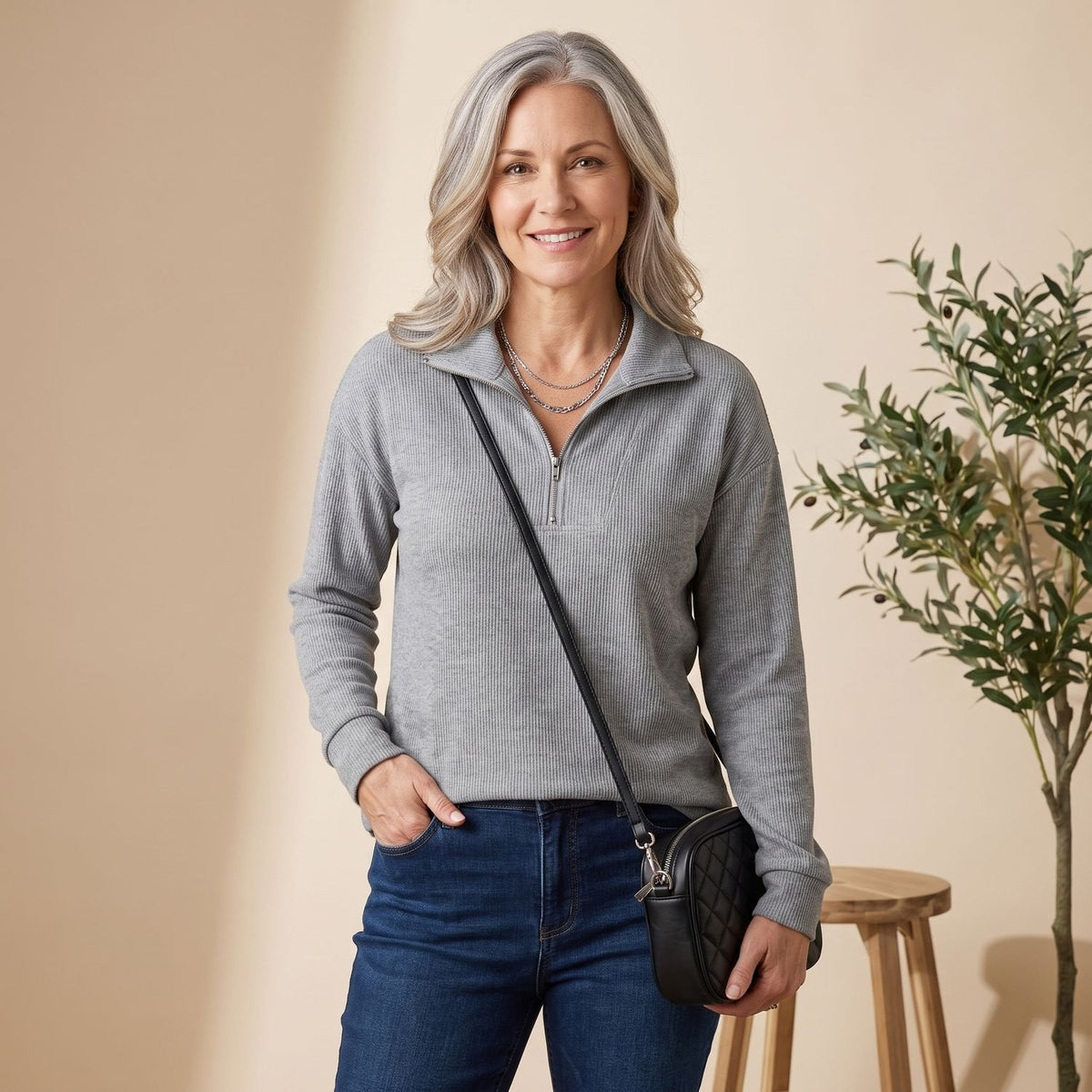 Victoria | Women's Relaxed-Fit Ribbed Quarter-Zip Pullover Sweater