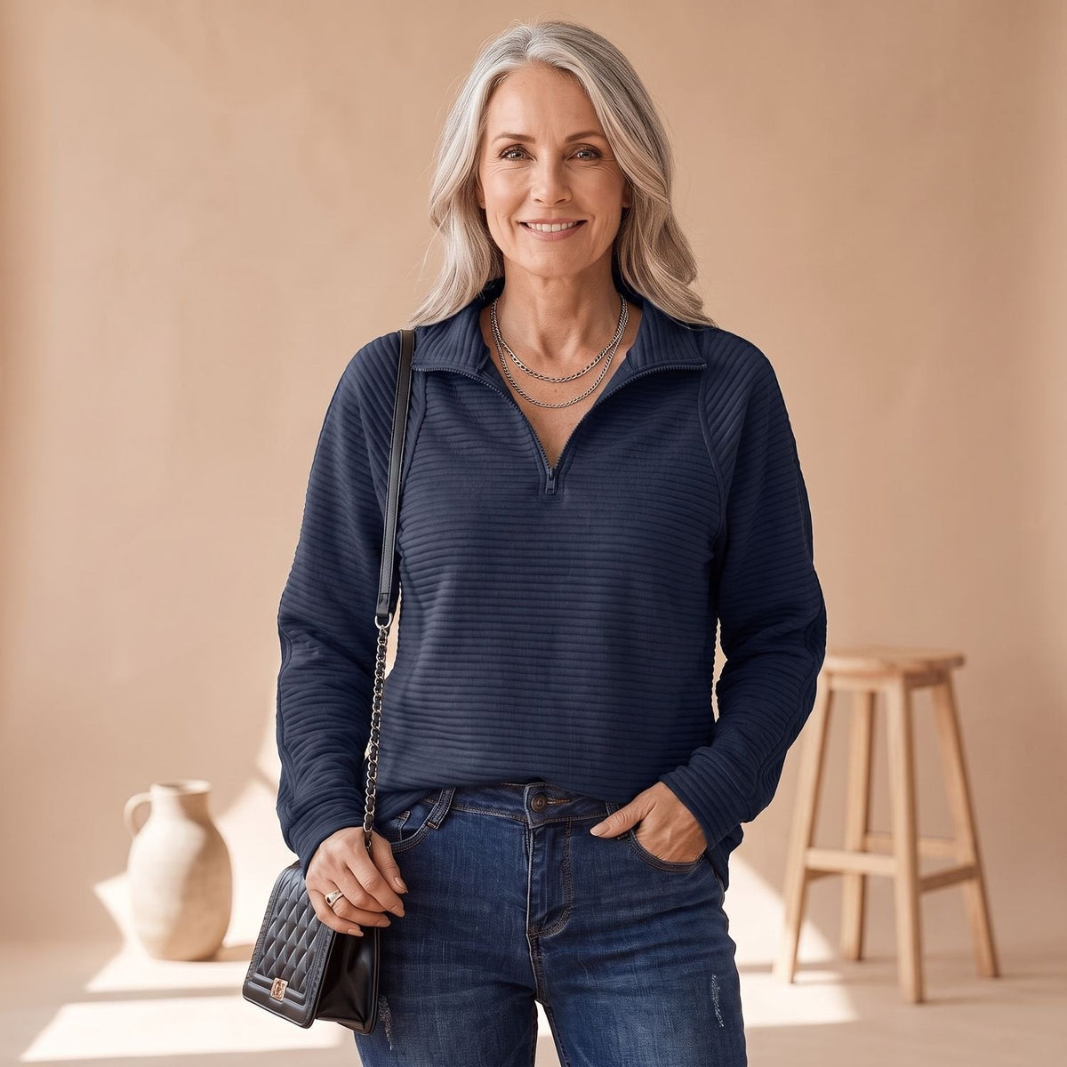 Victoria | Women's Relaxed-Fit Ribbed Quarter-Zip Pullover Sweater