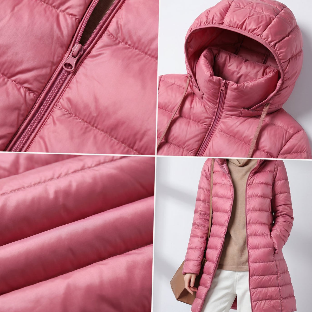 Eleanor | Women's Packable Ultralight Hooded Long Puffer Jacket