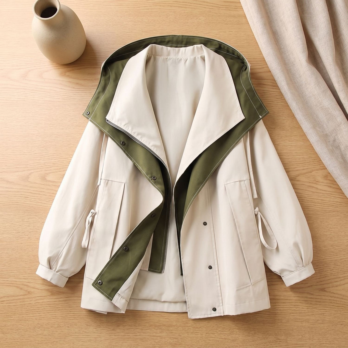 Layla | Women's Relaxed-Fit Two-Tone Waterproof Windbreaker Rain Jacket with Hood