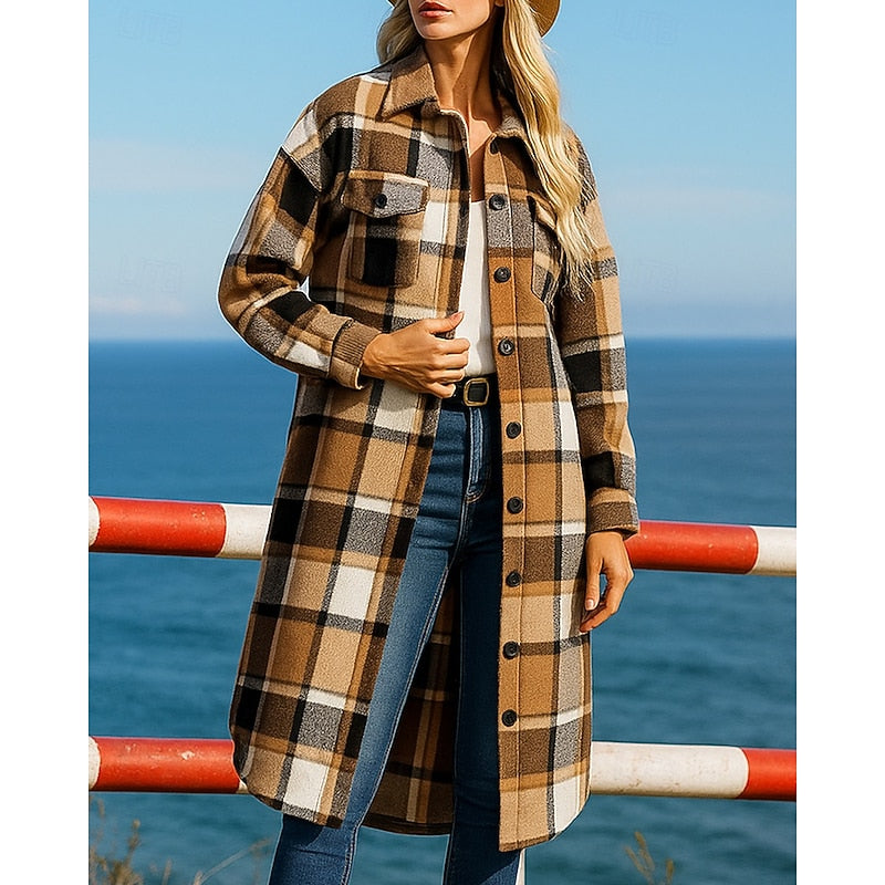 Noreen | Oversized Checkered Long Coat