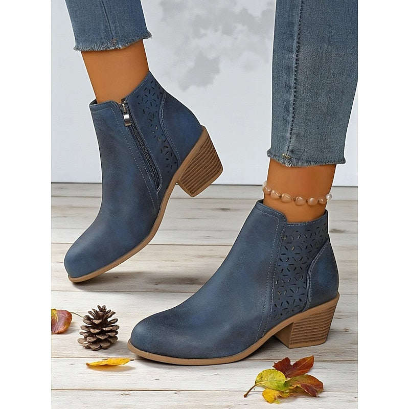 Adrienne | Ankle Boots with Cutout Design and Block Heels