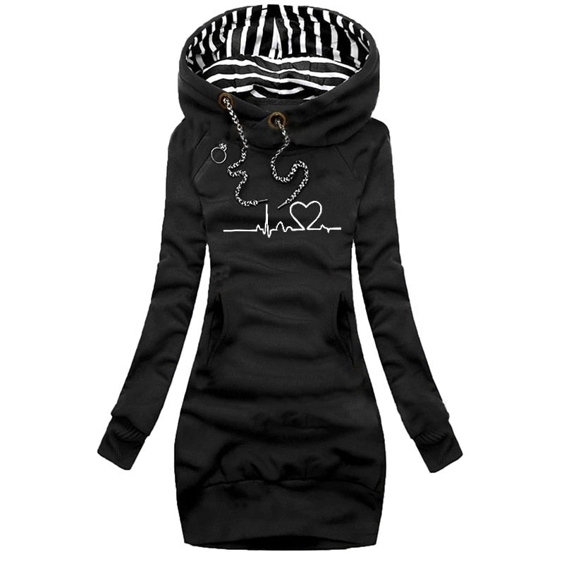 Soft Hoodie Dress with Pockets for Women