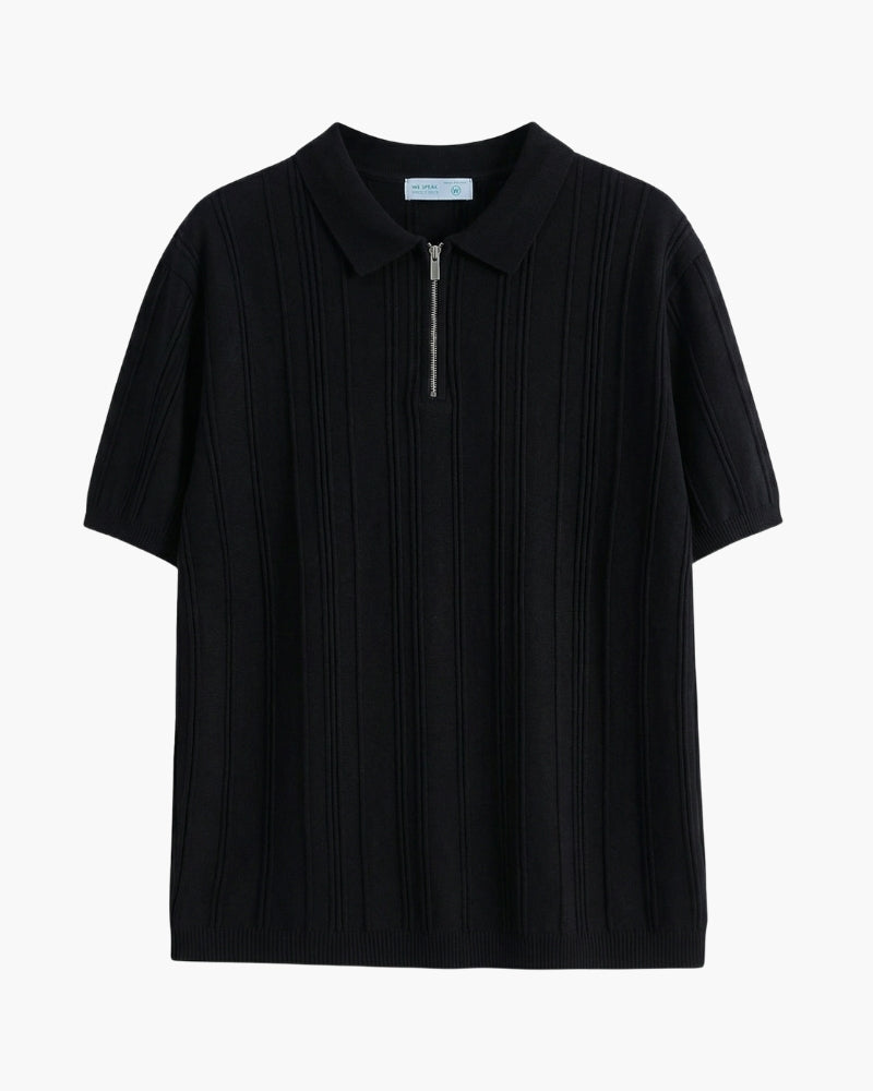Zip-Up Polo Men Casual Daily Comfort Knitted Knit