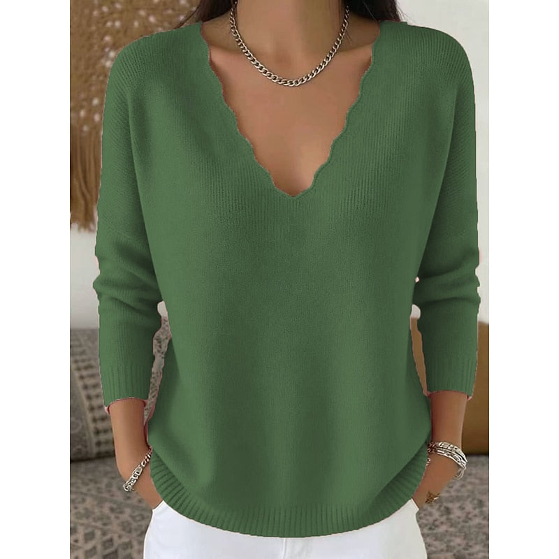 Margaret | Scalloped V-Neck Halloween Sweater