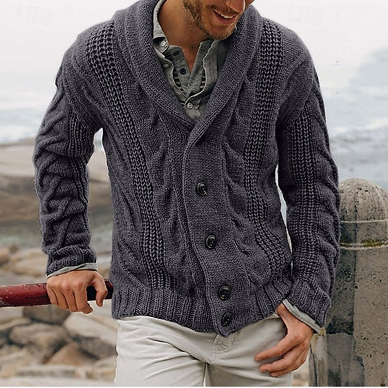 Garrick | Button-Up Cardigan with Shawl Collar