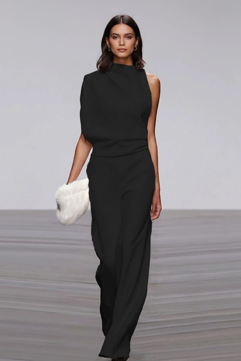 Two-Piece Set with Sleeveless Top and Wide Trousers for Women